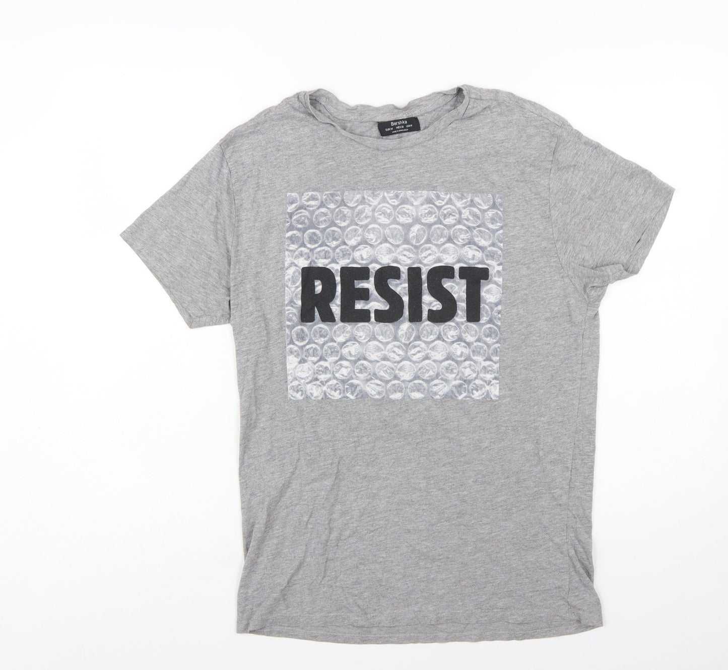 Bershka Women’s Grey Resist Graphic Cotton T-Shirt Size 12