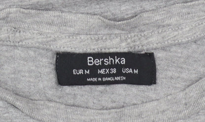 Bershka Women’s Grey Resist Graphic Cotton T-Shirt Size 12