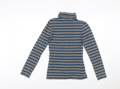 Seasalt Cornwall Womens Blue Striped Roll Neck Jersey Top UK 8