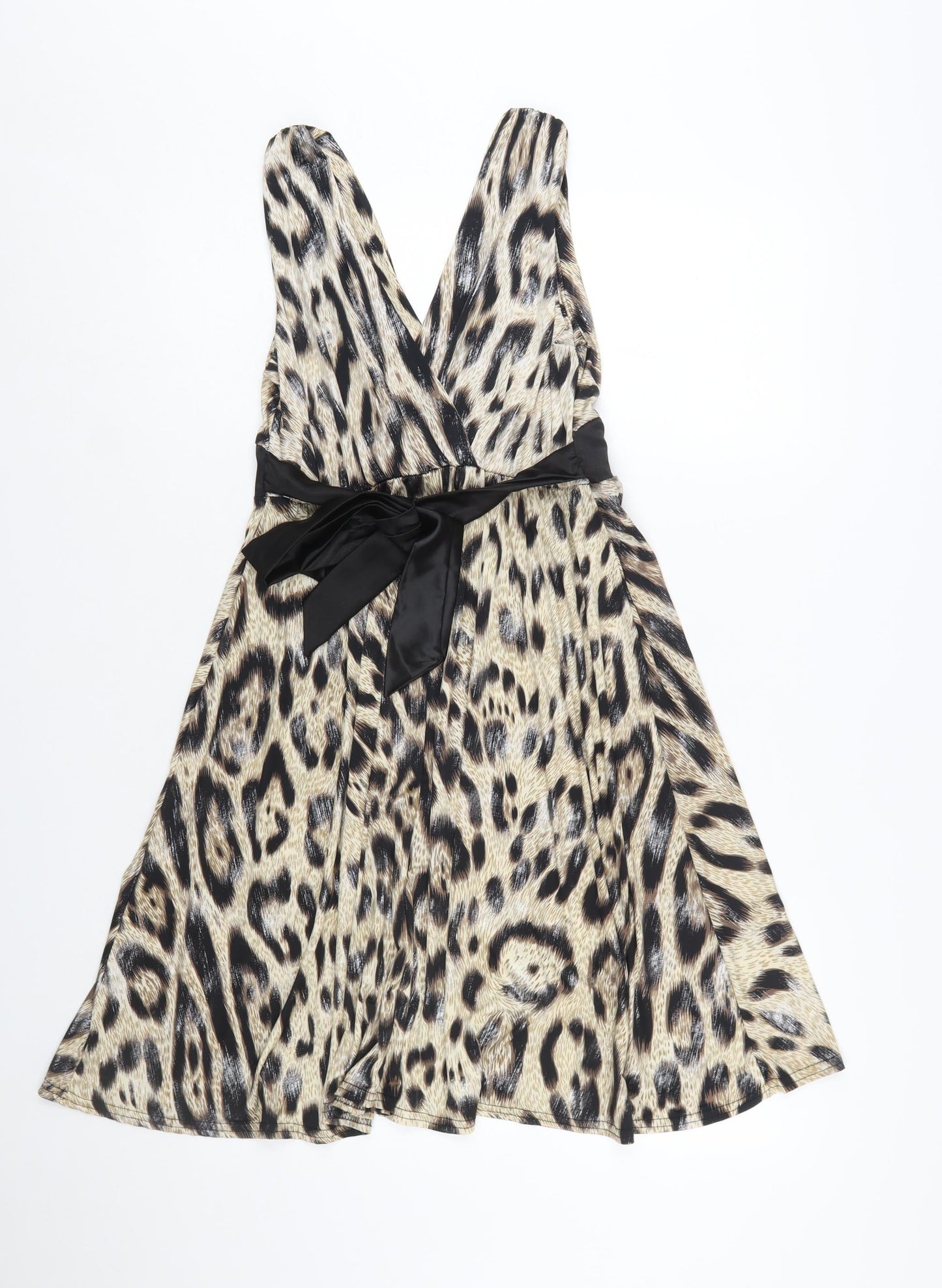 Bay Women Beige Leopard Print Fit & Flare Dress Size 12