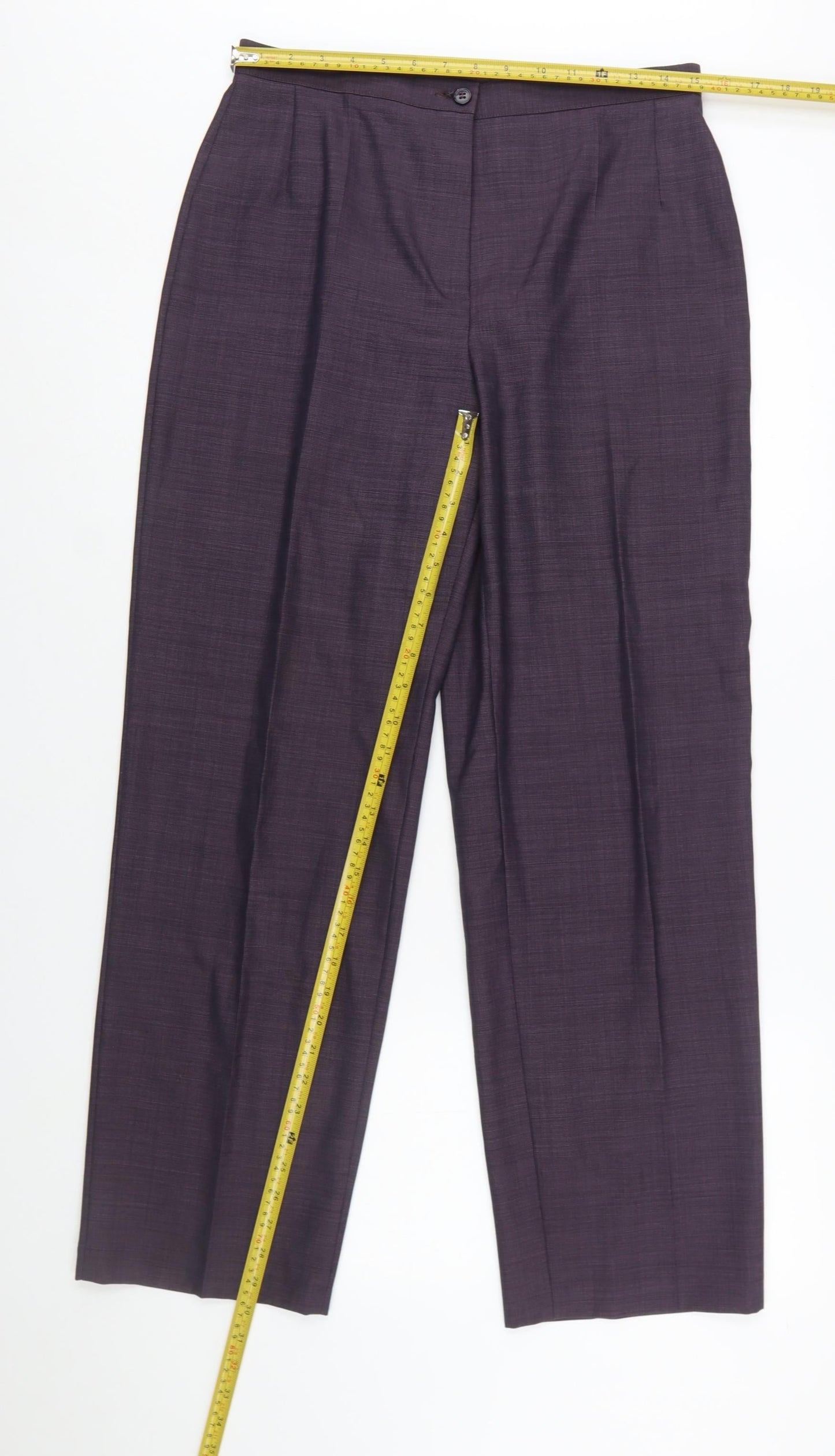 Marks and Spencer Womens Purple Wool Blend Pleated Dress Trousers UK 14
