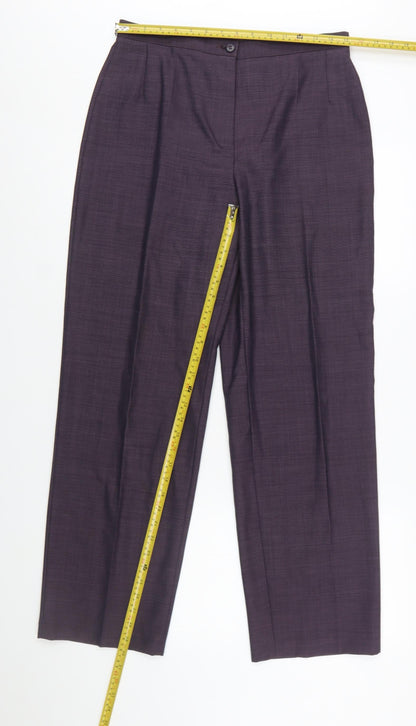 Marks and Spencer Womens Purple Wool Blend Pleated Dress Trousers UK 14