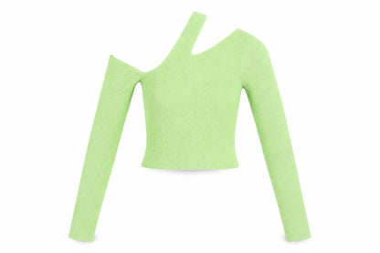 ASOS Women's Green One Shoulder Cropped Knit Top Size 8