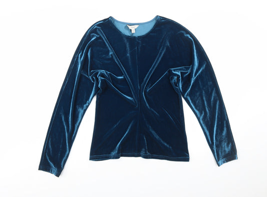 Marks and Spencer Women’s Blue Velvet Long Sleeve Blouse Size 12