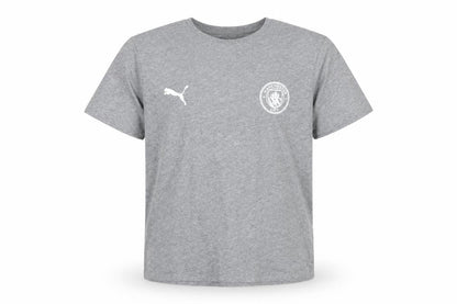 Front view of Puma boys’ grey manchester city t-shirt 15-16 years short sleeve sports tee