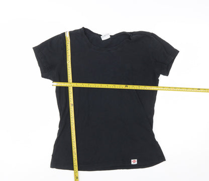 Lee Cooper Womens Black Cotton Basic Short Sleeve T-Shirt Size 12