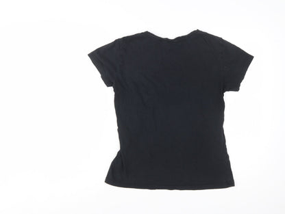 Lee Cooper Womens Black Cotton Basic Short Sleeve T-Shirt Size 12