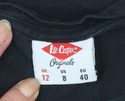 Lee Cooper Womens Black Cotton Basic Short Sleeve T-Shirt Size 12