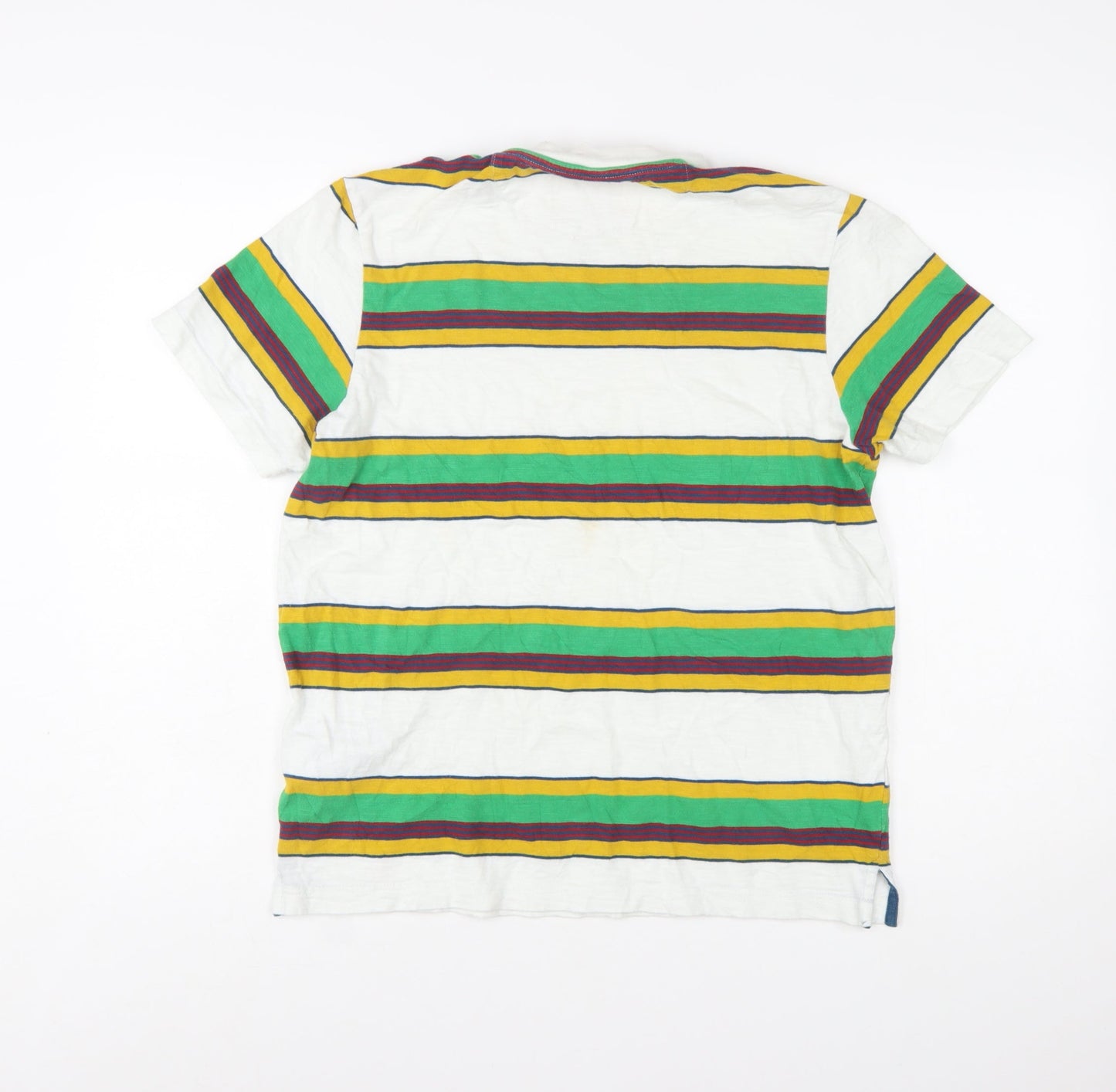 Farah YMC Men's White Multicoloured Striped Cotton T-Shirt Size S