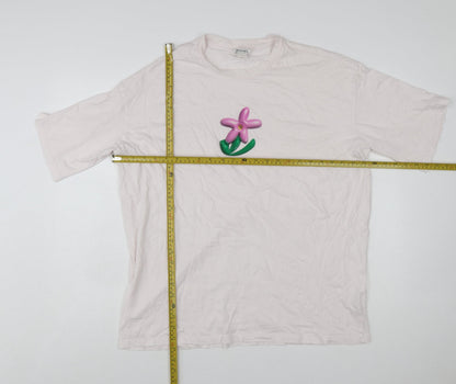 Monki Womens Pink Floral Embroidered Cotton T-Shirt Size S