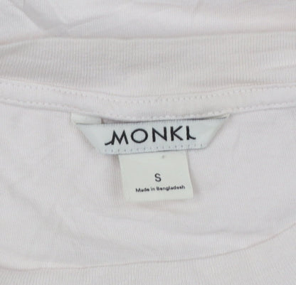 Monki Womens Pink Floral Embroidered Cotton T-Shirt Size S