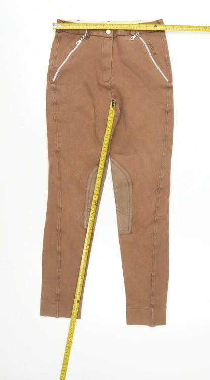 Caldene Womens Brown Jodhpur Riding Leggings Size 6 Stretch Zip Pockets
