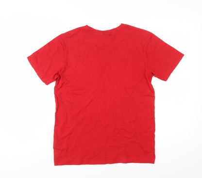 Lee Cooper Men's Red Cotton Crew Neck Short Sleeve T-Shirt M