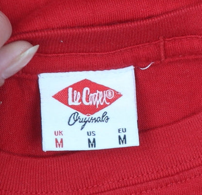 Lee Cooper Men's Red Cotton Crew Neck Short Sleeve T-Shirt M