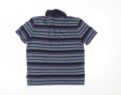 Hugo Boss Men's Blue Striped Regular Fit Cotton Polo Shirt Size M