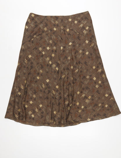 Alex & Co Women Brown Geometric Tweed A-Line Midi Skirt UK 14