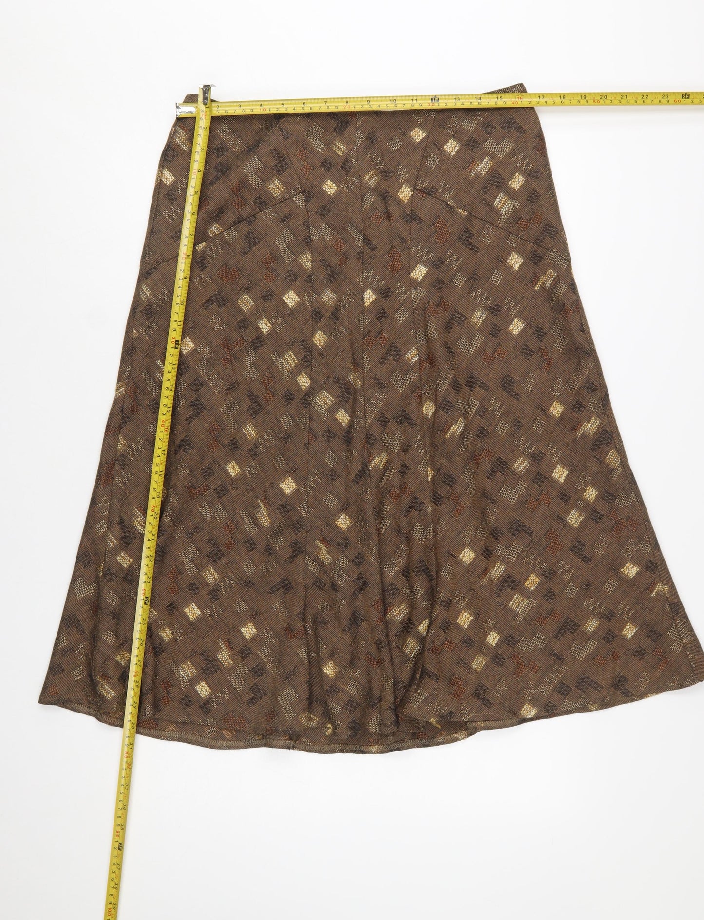 Alex & Co Women Brown Geometric Tweed A-Line Midi Skirt UK 14