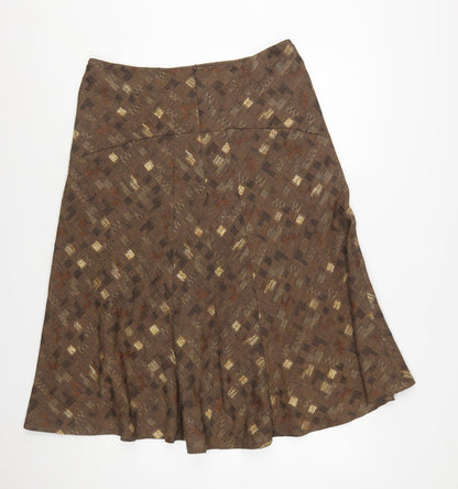 Alex & Co Women Brown Geometric Tweed A-Line Midi Skirt UK 14