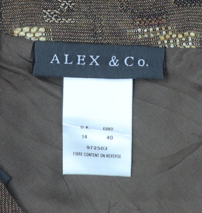 Alex & Co Women Brown Geometric Tweed A-Line Midi Skirt UK 14