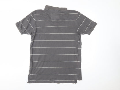 Abercrombie & Fitch Men’s Grey Striped Cotton Polo Shirt Size L