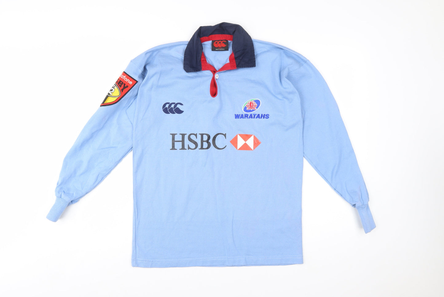 Canterbury Mens Blue Waratahs Rugby Long Sleeve Polo Shirt Size S