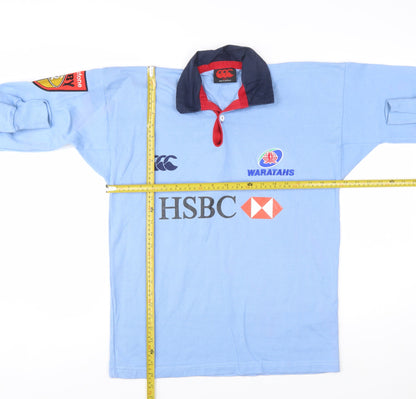 Canterbury Mens Blue Waratahs Rugby Long Sleeve Polo Shirt Size S