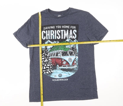 Tu Men’s Blue Volkswagen Christmas Graphic T-Shirt Size M
