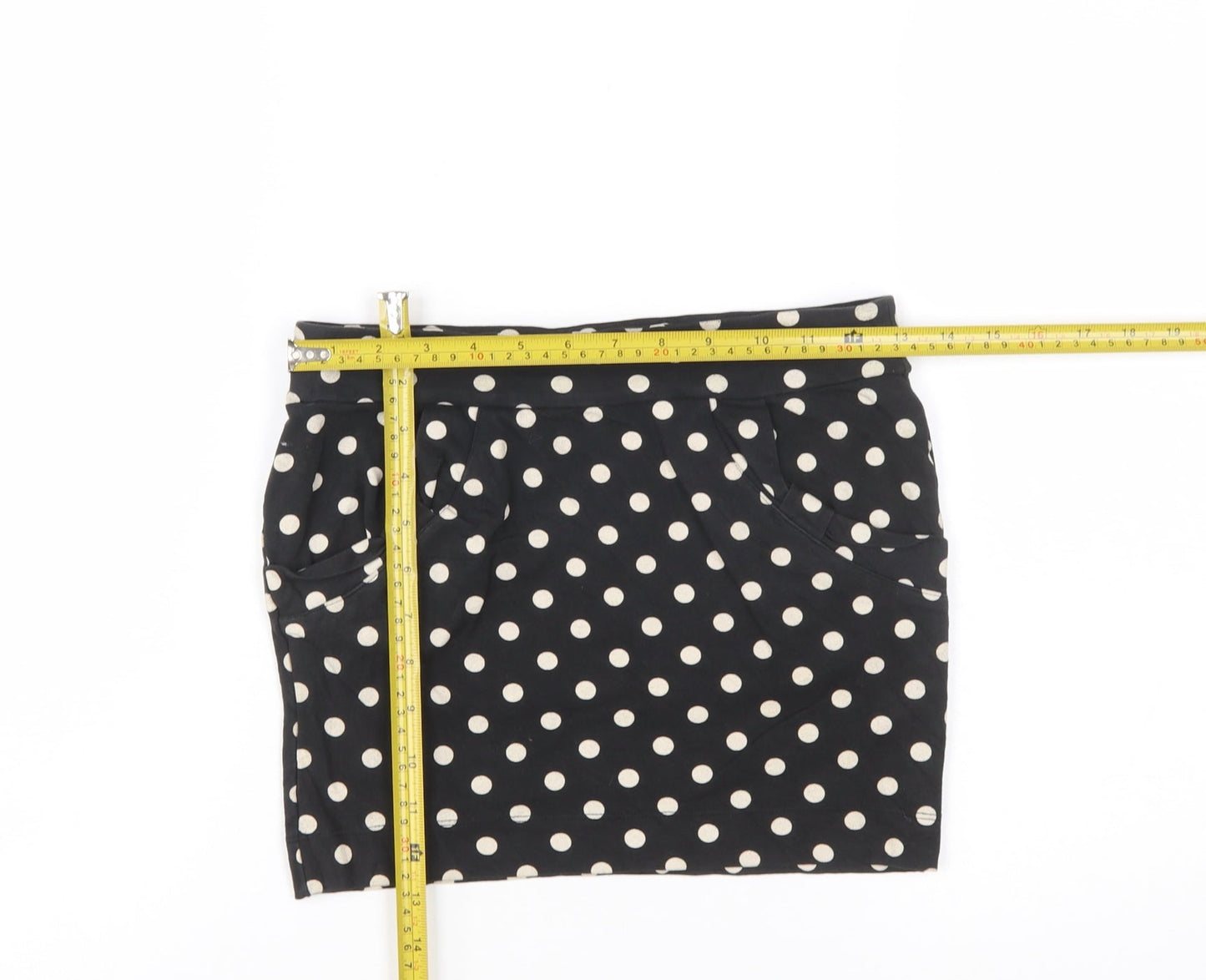 Miss Selfridge Women’s Black Polka Dot Stretch Pencil Skirt Size 10