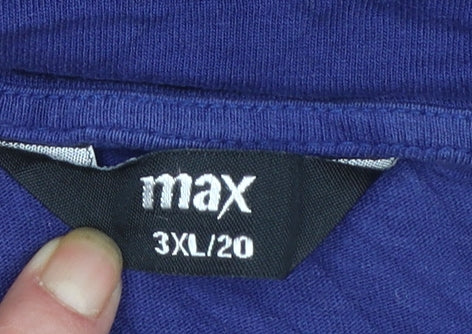 Max Women's Blue Geometric Short Sleeve Rayon Viscose Blouse 3XL Plus