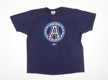 Reebok Men Navy Blue Cotton Sports Graphic T-Shirt Size L