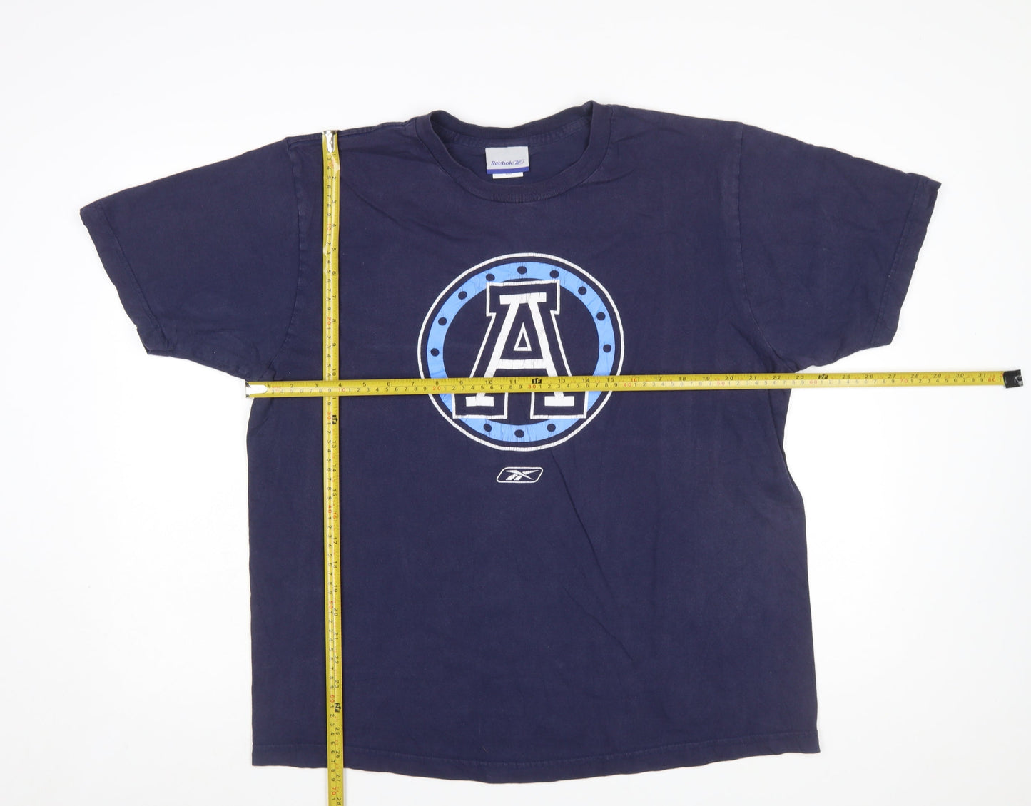 Reebok Men Navy Blue Cotton Sports Graphic T-Shirt Size L
