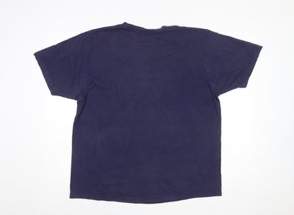 Reebok Men Navy Blue Cotton Sports Graphic T-Shirt Size L