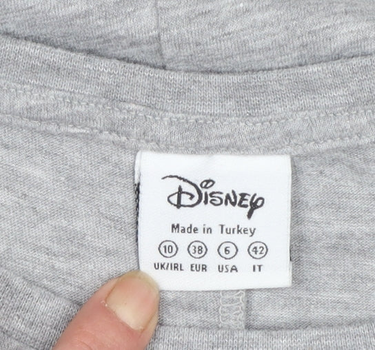 Disney Women’s Grey Cropped Mickey Mouse T-Shirt Size 10