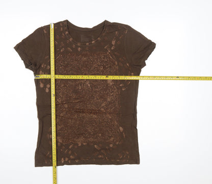 Hanes Womens Brown Short Sleeve 100% Cotton Crew Neck T-Shirt M