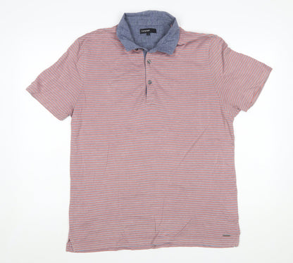 Marks and Spencer Men’s Blue Striped Cotton Polo Shirt Size L