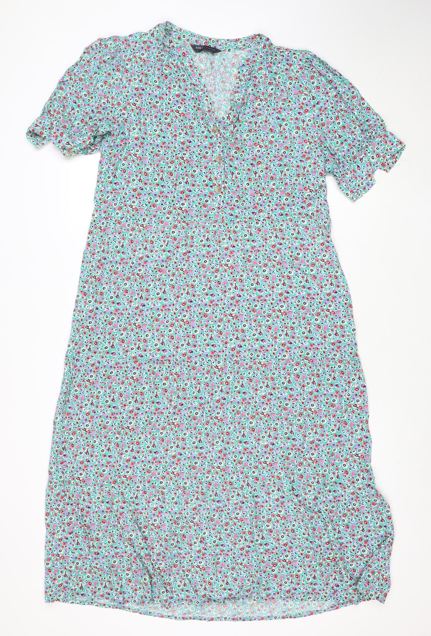 Marks and Spencer Women’s Multicoloured Floral Midi Fit & Flare Dress Size 12
