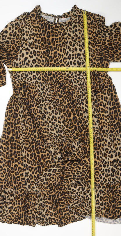 Joe Browns Women Brown Leopard Print A-Line Knee Dress Size 18