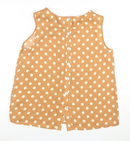 Look Womens Beige Polka Dot Sleeveless Blouse Size 14