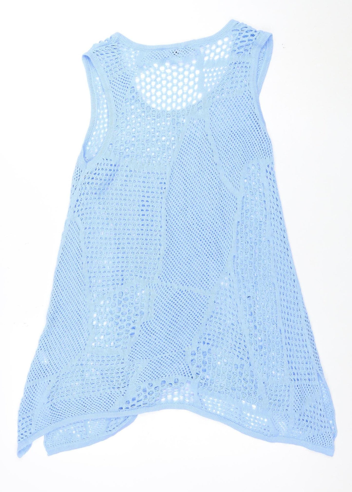 Eight Eight Eight Women’s Blue Open Knit Sleeveless Cotton Tunic Jumper M