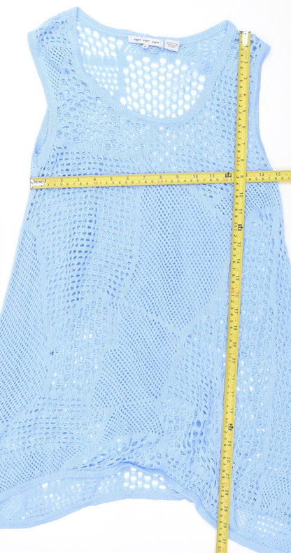 Eight Eight Eight Women’s Blue Open Knit Sleeveless Cotton Tunic Jumper M