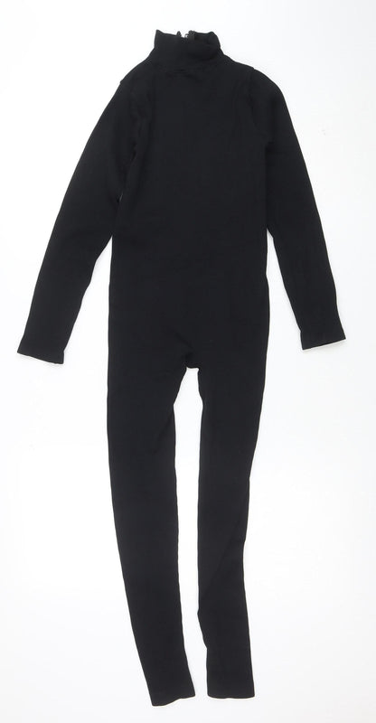 PrettyLittleThing Women Black XS Long Sleeve Zip Catsuit Jumpsuit