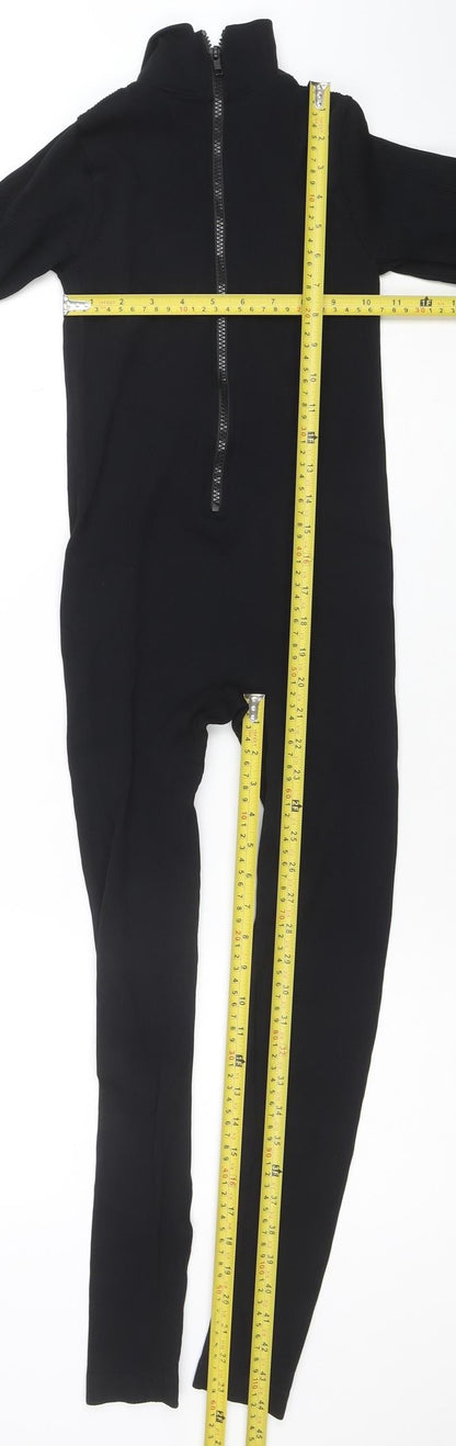 PrettyLittleThing Women Black XS Long Sleeve Zip Catsuit Jumpsuit