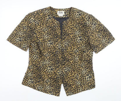 Silks by Joan Leslie Women's Brown Leopard Print Silk Jacket Size 12