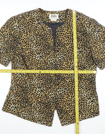 Silks by Joan Leslie Women's Brown Leopard Print Silk Jacket Size 12