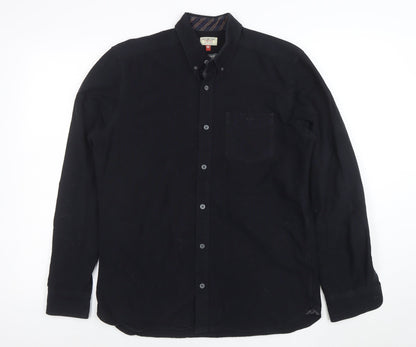 Next Men's Black Long Sleeve Button-Down Cotton Casual Shirt M