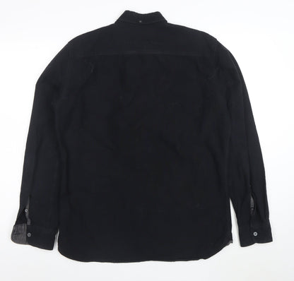 Next Men's Black Long Sleeve Button-Down Cotton Casual Shirt M