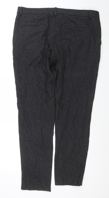 COS Women Grey Wool Blend Trousers Size 16 Workwear Formal