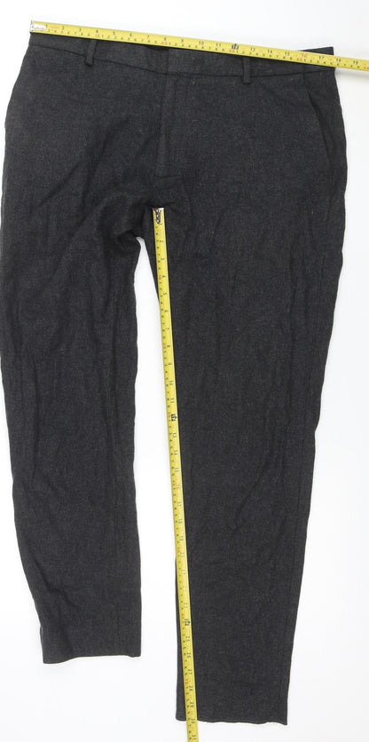 COS Women Grey Wool Blend Trousers Size 16 Workwear Formal