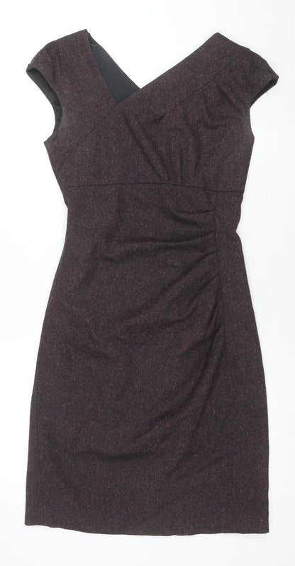 L.K. Bennett Women's Brown Wool Blend Ruched Sheath Dress Size 6