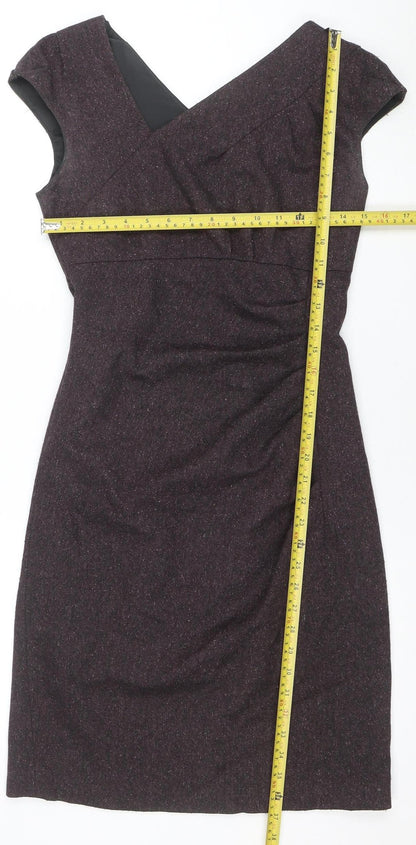 L.K. Bennett Women's Brown Wool Blend Ruched Sheath Dress Size 6